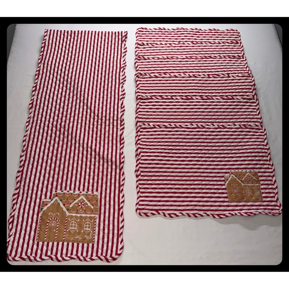 Dolly Parton Table Runner & 6 placemats Gingerbread House Christmas Decor